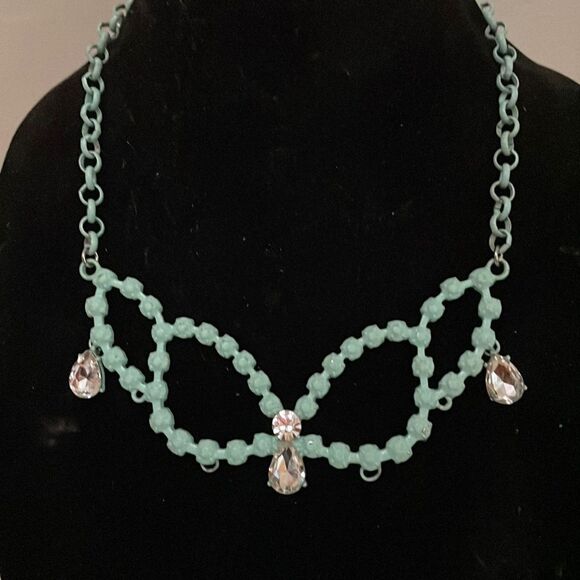 17” Gem Stone King turquoise tone Howlite beaded & Austrian crystal necklace - Picture 1 of 13